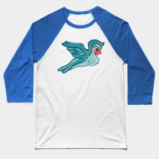 Cute Flying Turquoise Bird Baseball T-Shirt